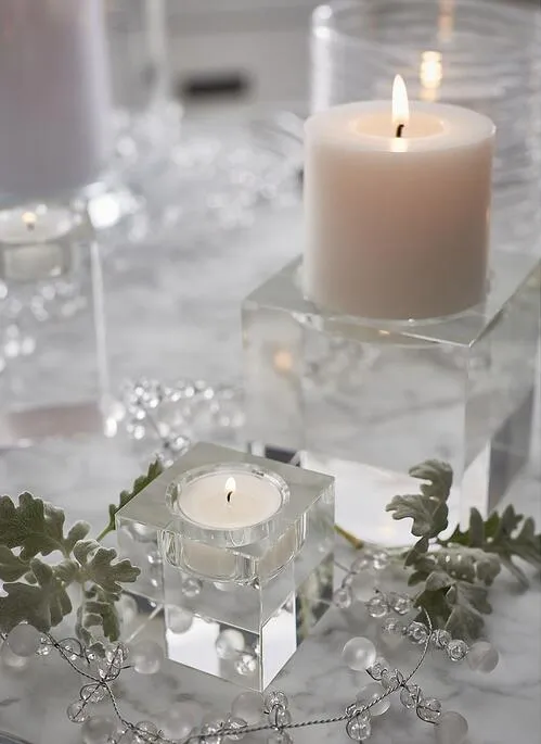 Bola de vidro espessamento castiçal à prova de vento dentro do castiçal de vidro cristal decoração casamento romântico europeu para buda