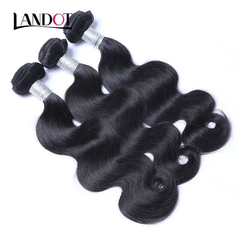 Chiusura frontale in pizzo con 3 bundle Vergine brasiliane Vergine peruviano indiano Malesia Body Wave Remy Weaves Human Weaves Chiusura 13x4 2224801