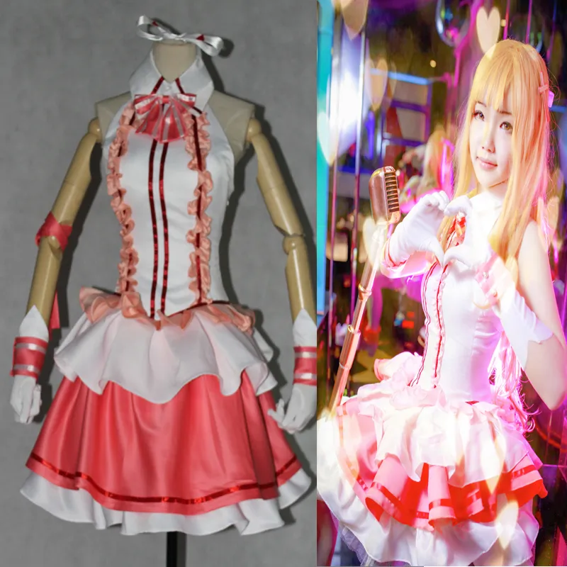 Exklusiv distinkt svärd konst online yuki asuna cosplay asuna kostym vacker flicka klänning någon storlek snygg klänning skräddarsydda