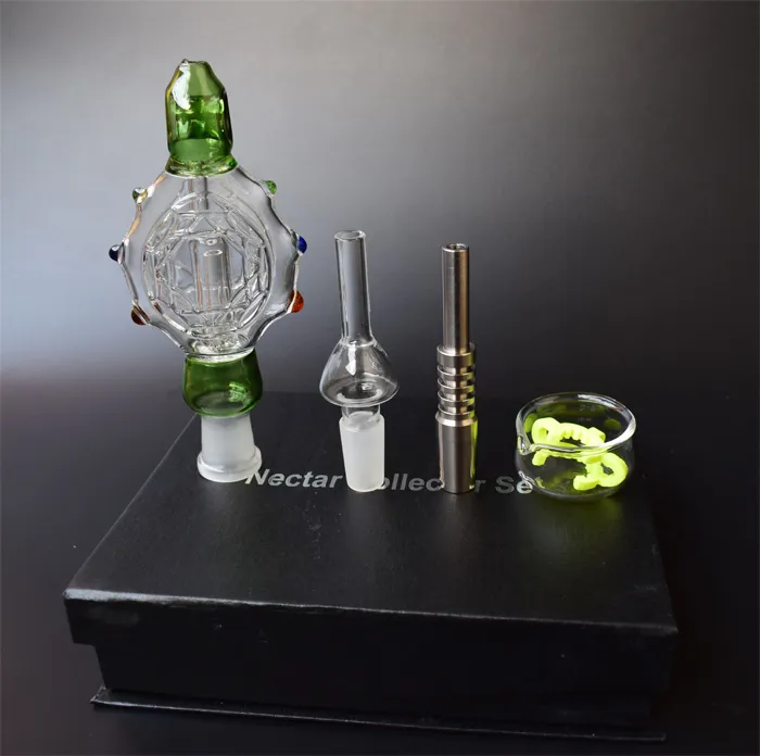 4 Kolor Nowe Zestawy NC Szklane Bongs Szklane Rury Palenia Wisiorki Domines Tytanowy Szkło Szkło Szkło Recykler Dab Bong Rig Oil Bong