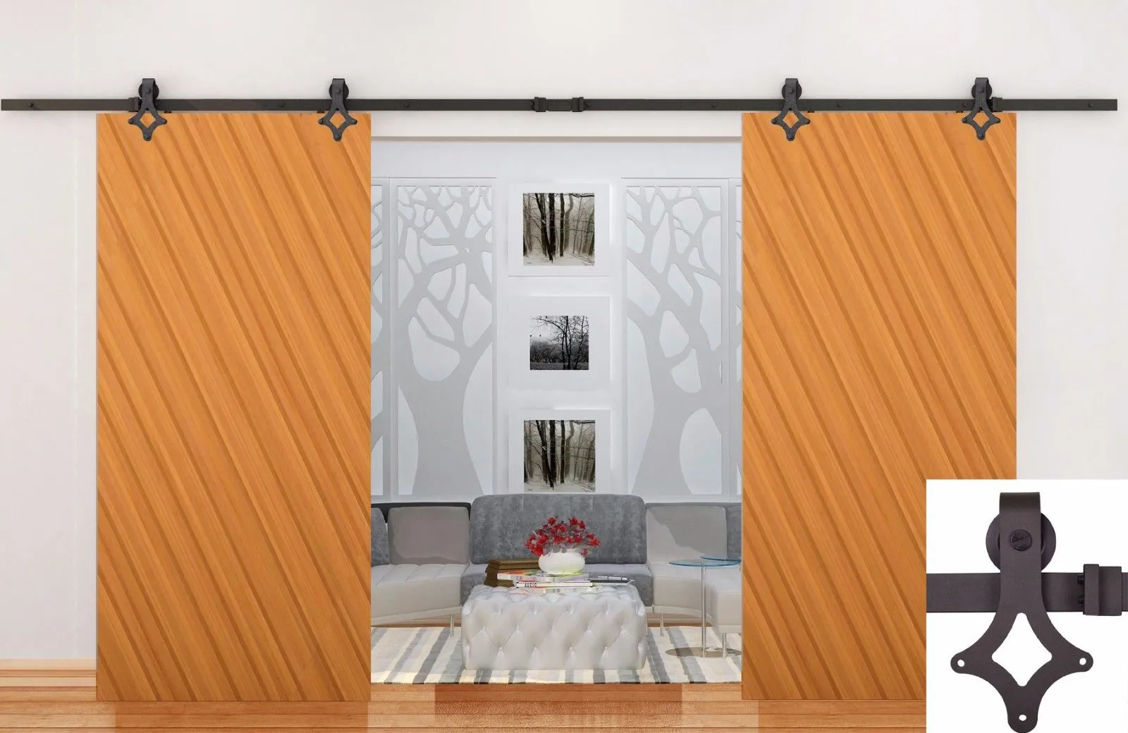 Kit Porta Scorrevole Per Porta Singola 122cm - Ferramenta Per Porte A Barn Door, Carico 150kg - Foto 12