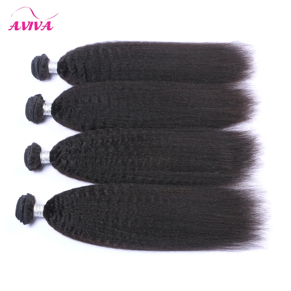 Brésilien Péruvien Indien Vierge Cheveux Crépus Droit 3Bundles 100 Extensions de Cheveux Humains Malaisie Mongol Cambodgien Yaki Straig8911758