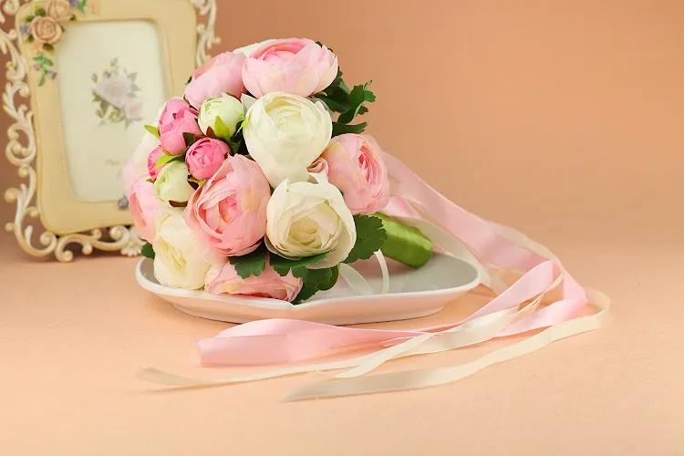 bouquet de noiva chá rosa flor favores do casamento decorações de casamento flores do casamento DIA 8,66 polegadas 20 rosas por lote