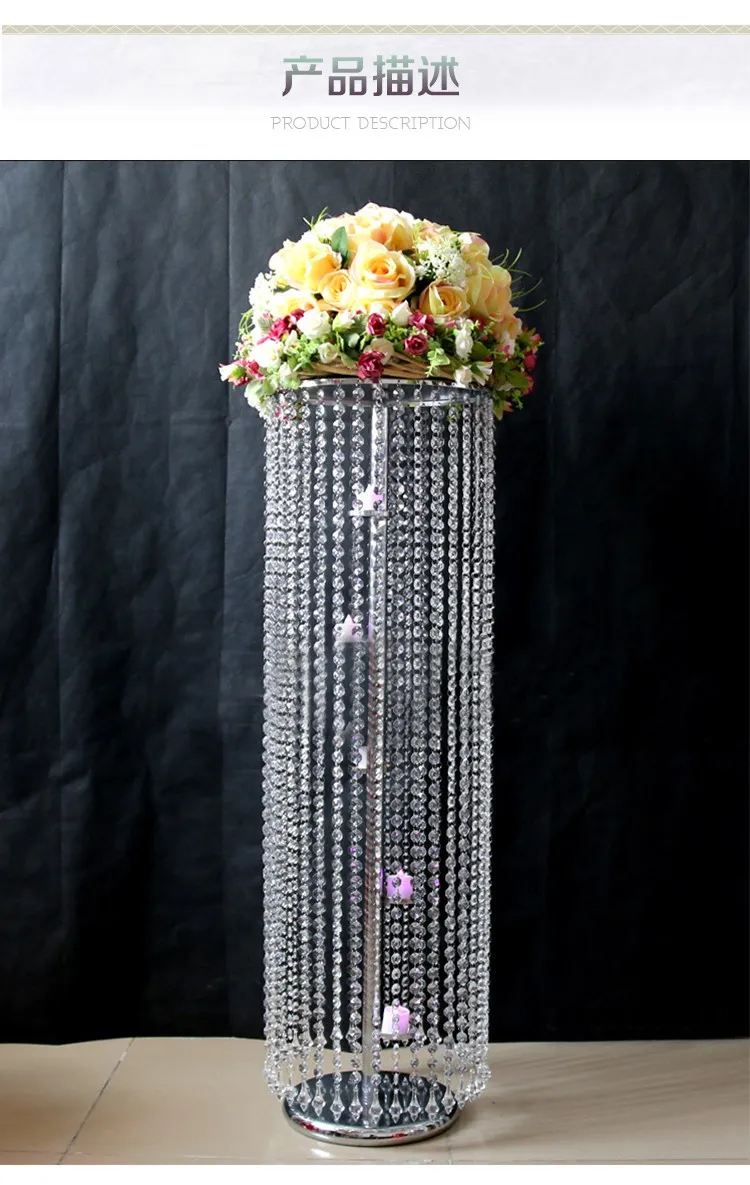 Wedding Flower Wazon Wedding Centerpiece Table Candelabra H100 cm Wysoki srebrny ślub świecy akrylowy Dostawa bankietu 2195080