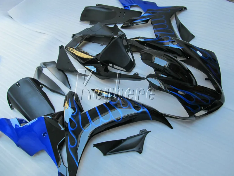 ABS Plastic Fairing Kit For Yamaha YZF R1 02 03 Blue Flames Black