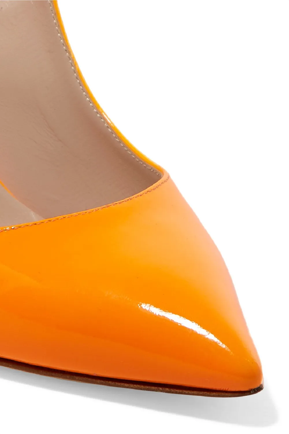 Zandina scarpe da donna fatte a mano in pelle verniciata di nuovo arrivo con cinturino alla caviglia a punta tacco alto pompe da ballo feste di moda arancione