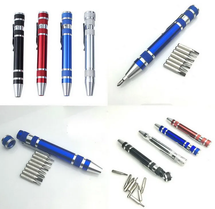 8 In 1 Precision Magnetic Pen Style Screwdriver Screw Bit Set Slotted Multifunction Repair Hand Tools