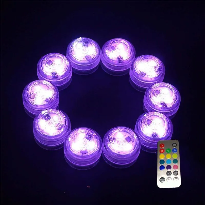 Świąteczne dekoracje Elektroniczne Świeca RGB Lekkie Romantyczne Wodoodporne Zanurzalne LED Light Tea Light for Wedding Party Valentine Floral Light