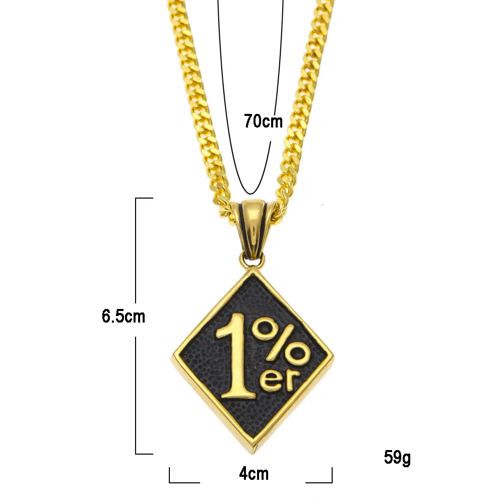 Bijoux à la mode Date Chanceux Numéro 1% er Pendentifs Cool Hommes En Acier Inoxydable Biker Pendentifs Pour Homme Collier