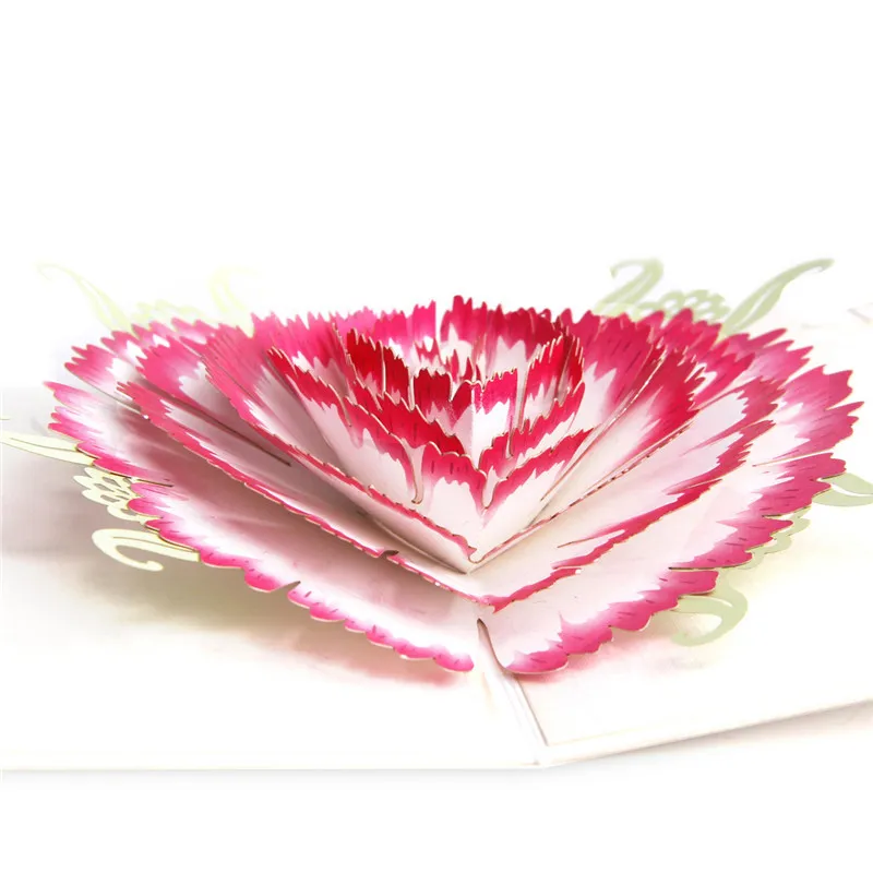 Cartes de voeux Carnation Carte-cadeau Fête des Mères Cartes de félicitations d'anniversaire de maman Cartes pop-up 3D Carte de voeux Carte-cadeau Thanksgiving