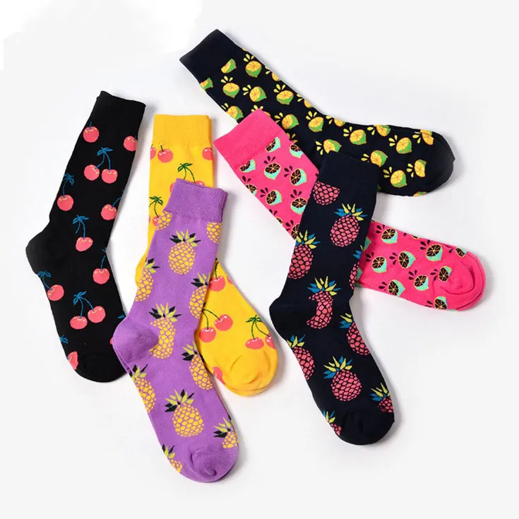 2017 cotton jacquard fruit socks women fashion cute pineapple cherry lemon food socks new design lovely novelty socks