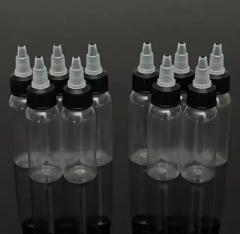 Altre forniture per tatuaggi Nuovo tappo a spirale da 120 ml 4 OZ Bottiglia vuota di plastica trasparente per forniture di pigmenti di inchiostro 20 pezzi / lotto