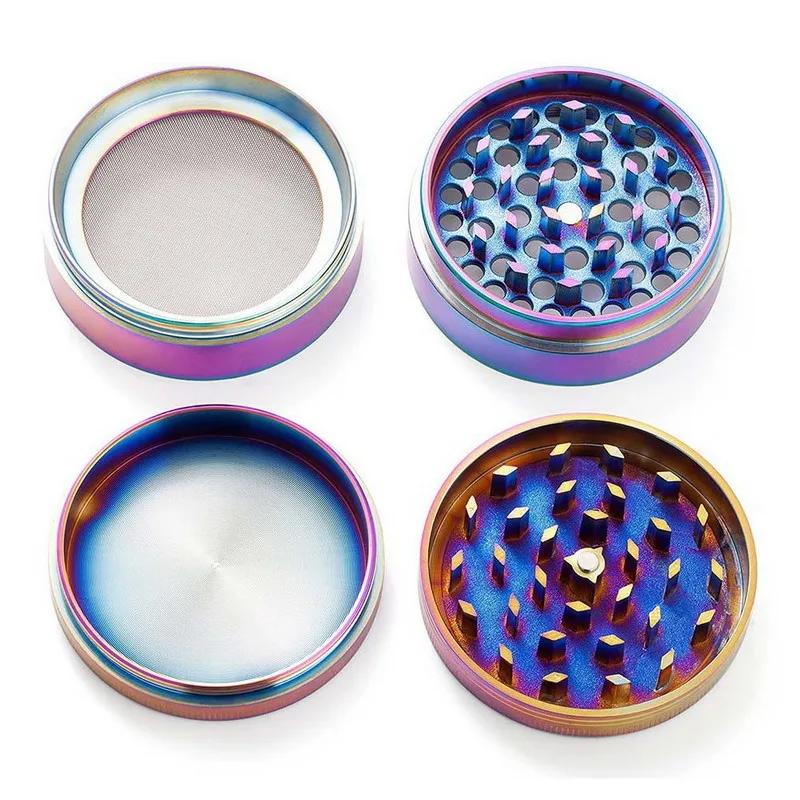 Mooie 50mm Rainbow Grinders 4 Stuk Grinder Zinklegering Materiaal Topkwaliteit Tobacco Herb Spice Crusher Snelle verzending