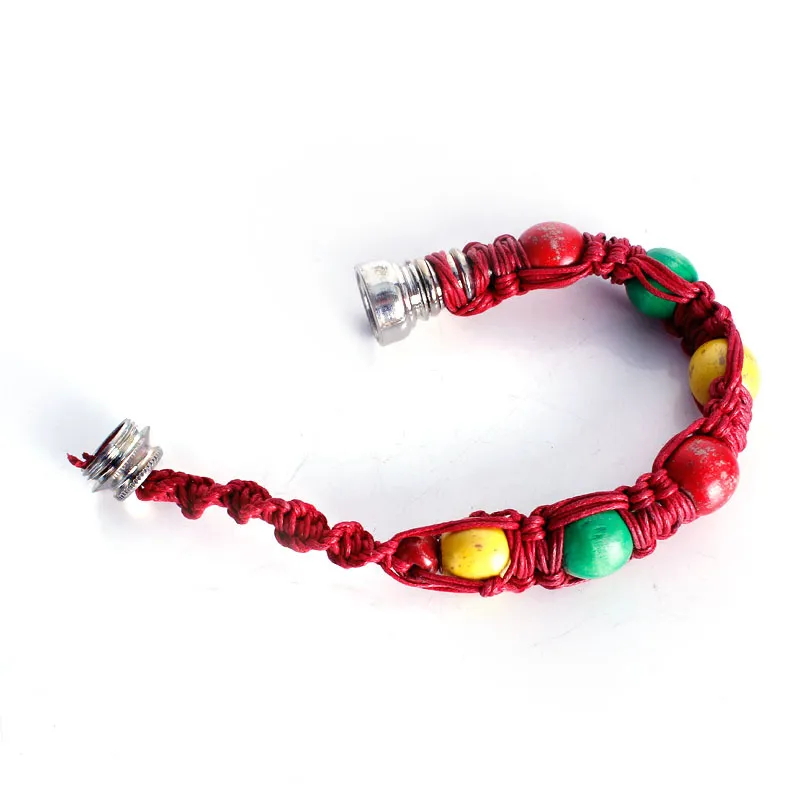Portable Metal Bead Bracelet Smoking Pipe Jamaica Rasta Wristband Pipes