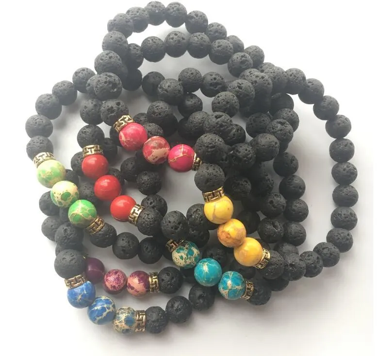 New Arrival Lava Rock Beads Charms Bracelets colorized Beads Men's Women's Natural stone Strands Bracelet For Fashion Jewelry