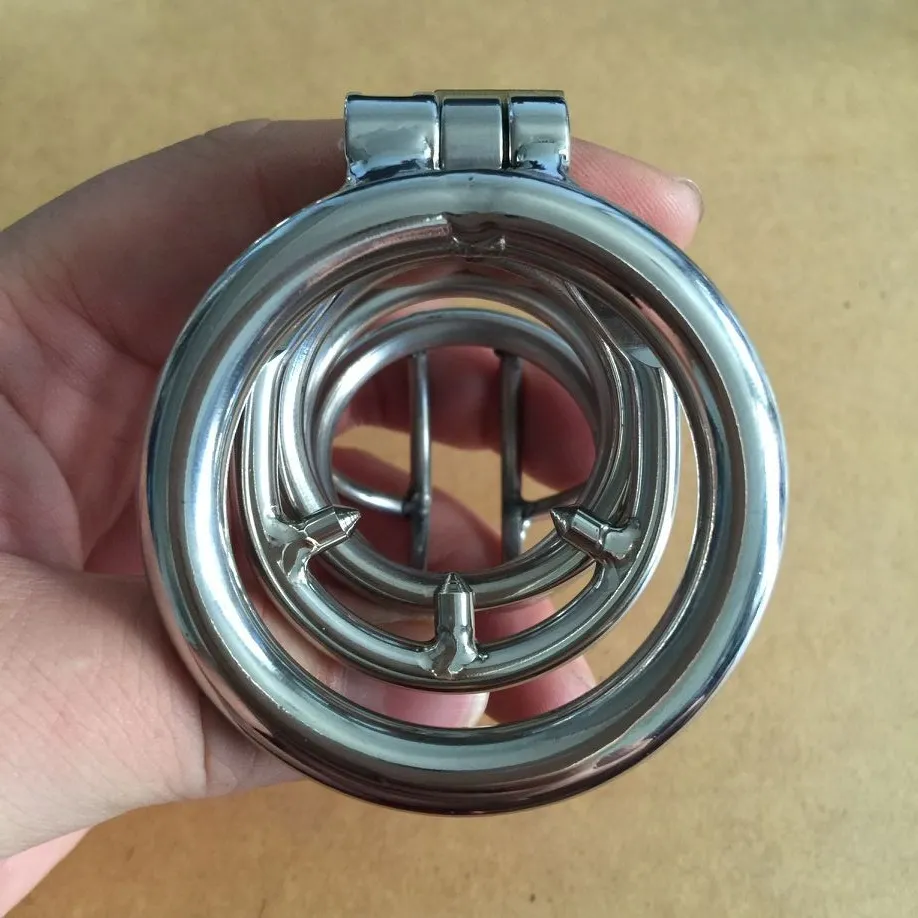 Senaste Man Chastity Enhet Metal Mäns Penis Cock Cage Anti-off Ring Erotiska Vuxen Sexleksaker Produkter för män