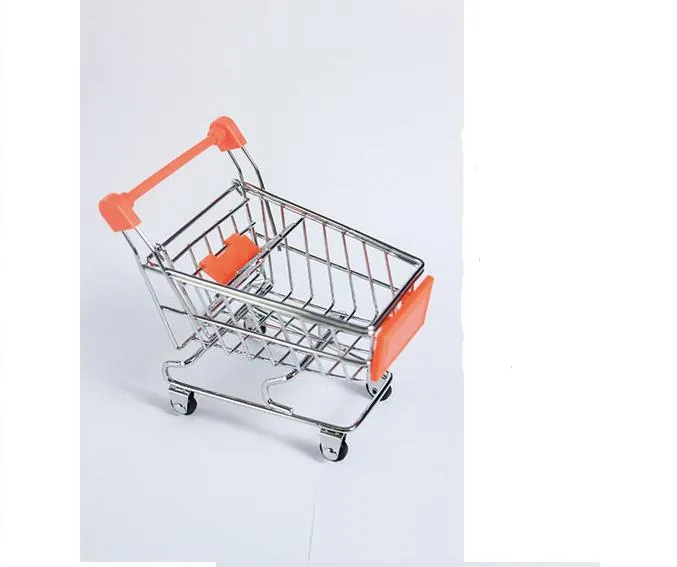 Fashion Mini Supermarket Hand Trolley Shopping Cart Desktop Decor Desk Storage Toy Holder Accessory Children Gift