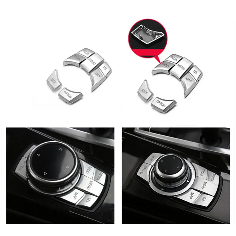Multimedia Red Button With Cover Trim Sequins For BMW X5 X6 1 5