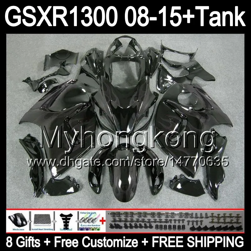 8gifts Pour SUZUKI Hayabusa GSXR1300 2008 2009 2010 2011 flammes d'argent 14MY24 GSXR-1300 GSX R1300 GSXR 1300 2012 2013 2014 2015 noir Carénage