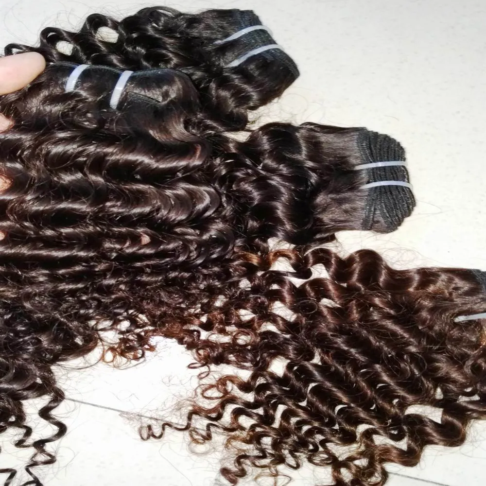 Virgin Hair Bundle Extension 1 Stuk $ 10 Maleisisch Indisch Peruviaans Haar Weave Inslag Grote Krullende Natuurlijke Kleur