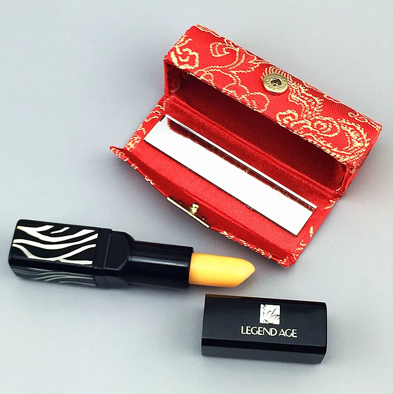 Einzigartige leere Make-up-Lippenstift-Aufbewahrungsbox mit Spiegel, Seidenbrokat-Lippenbalsam-Verpackungshülle, Lipgloss-Röhrchen, Behälter, 12 Stück, Lot248 Jahre