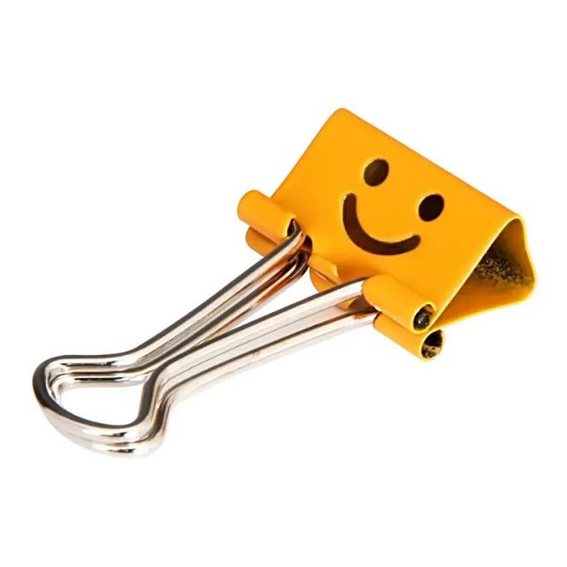 Cute Smile Metal Binder Clips Sweet Expression Food Bag Clips Note Clips Student Stationery Random Mixed