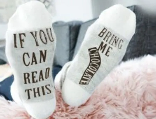 women funny words printed letters socks If You Can Read This Bring Me Chocolate cotton christmas socks