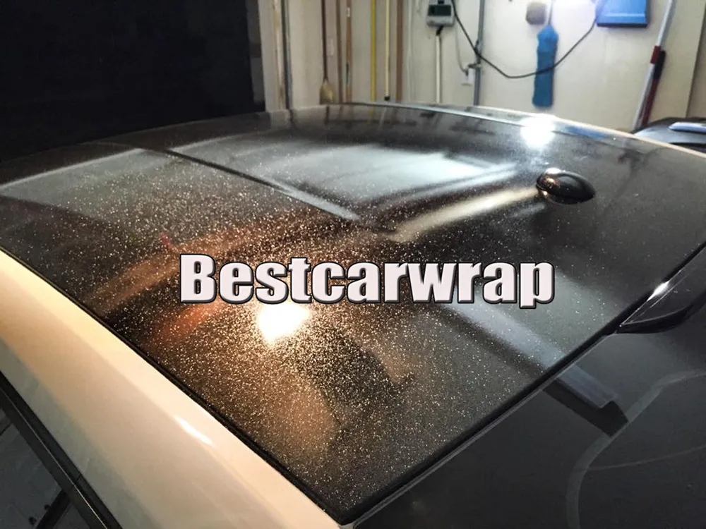 Gloss Metallic Black Vinyl Wrap With glitter For Car Wrap With Air Bubble Free Pearl black Vehicle boat covering Size:1.52*20M/Roll