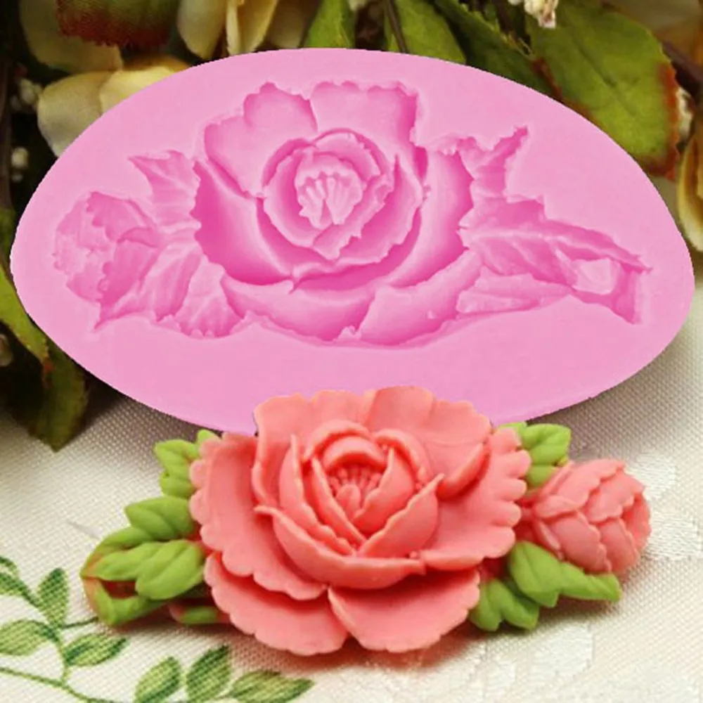 3D Rose Flower Cake Silicone Mold Fondant Cake Decorating Chocolate Candy Molds Resin Clay Soap Mould Kitchen Baking Cake Tools