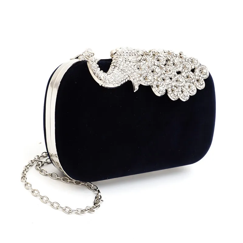 Alta qualidade 4 cores Moda Cristal Diamante Handbag Evening Bag Purse frete grátis venda quente do pavão Clutch elegante