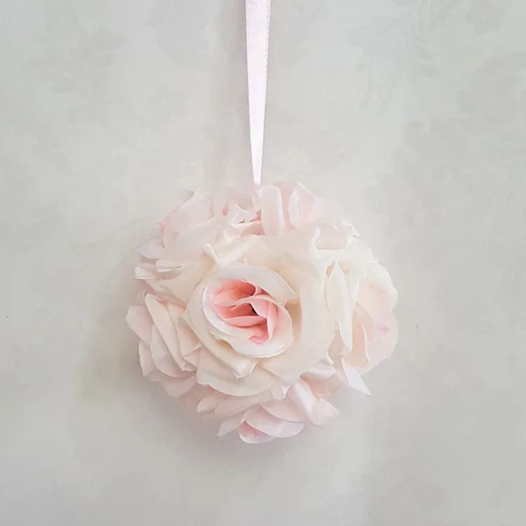 2 unids/lote 10 CM nuevo cifrado Artificial Rosa flor de seda bolas para besar bola colgante adornos de Navidad decoraciones para fiesta de boda