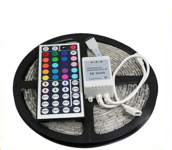 RGB Led Strip light Waterproof 5M SMD 3528 300 LEDs/Roll + 44 keys Remote Controller + 12V 2A Power supply US EU UK AU plug Party Decoration