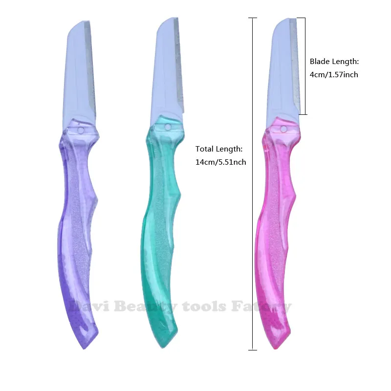 eyebrow trimmer lady to cutter plastic handle foldable stainless steel eyebrow razor shaver tool for women face care