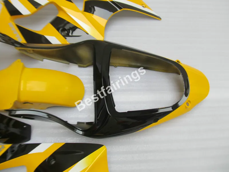 Injektionsgjutning 100% passform för Kawasaki Fairings Ninja ZX6R 00 01 02 Gul Svart Fairing Kit ZX6R 2000 2001 2002 TY19