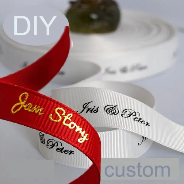 غلاف الهدية لفة سلسلة الحزام مخصص الشعار DIY Grosgrain شريط الحزام الحديد الفضة أو الذهب زفاف مخصصة