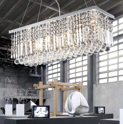 New Modern Contemporary Crystal Pendant Light Ceiling Lamp Chandelier Lighting length 47 2 inch 120cm LLFA256L