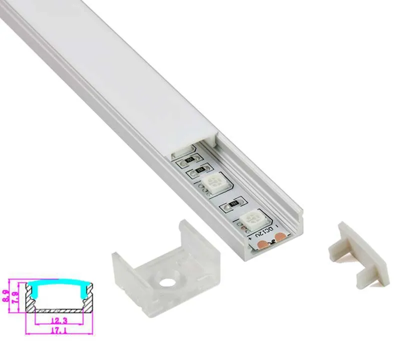 10 x 1 m Sets/Los, eloxiertes U-förmiges Aluminiumprofil, LED-Licht und extrudiertes LED-Streifenprofil smd5630 für Boden- oder Wandleuchten