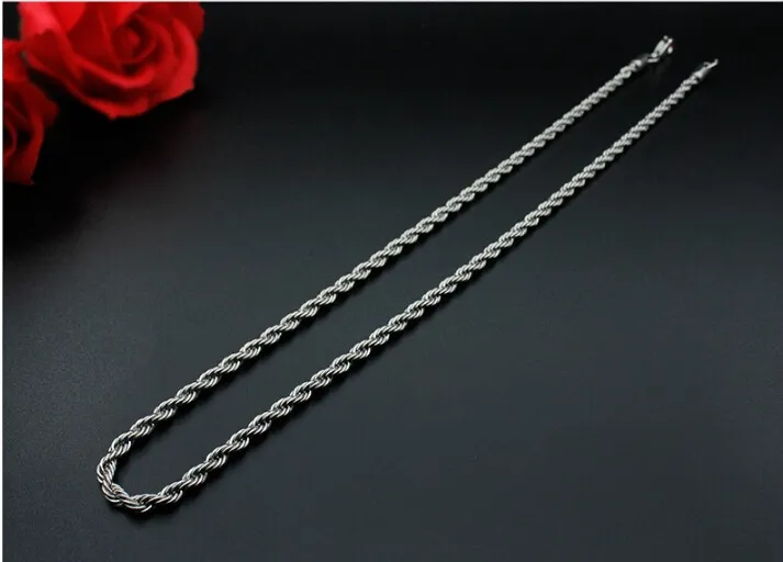 Chaînes de collier en corde couleur argent 2mm x 50cm, 5 piècesen acier inoxydable pour bricolage, matériaux de fabrication de bijoux