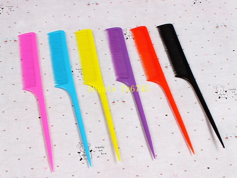 20 unids/lote envío gratis Mini peine de pelo de cola puntiaguda peine de plástico herramientas de belleza cepillo de pelo 21x2,5 cm mezcla de colores