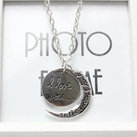 Hochwertige Mode „Ich liebe dich“, Mond-Sonne-Paar-Halskette WFN411 mit Kette, Mischungsauftrag: 20 Stück