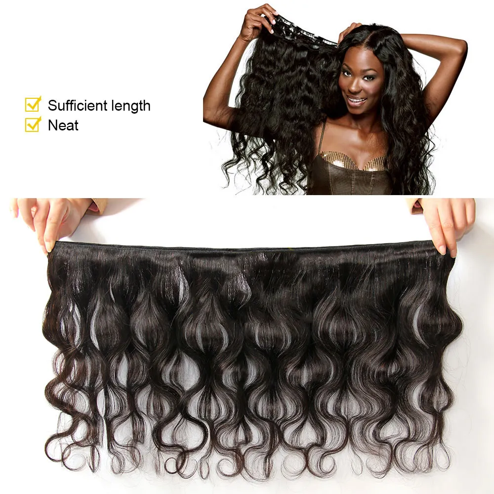 Brasilianska Virgin Human Hair Weave 3/4/5 Bundlar Body Wave Obehandlad Peruvian Malaysian Indian Cambodian Remy Hair Extensions Natural Black