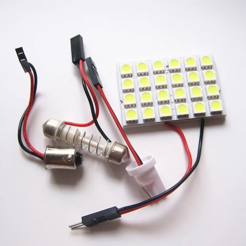 20 stks Auto LED-paneel Licht 12 V T10 BA9S Festoon 5050 24SMD Auto LED Lamp Wit Kleur Plafondlamp