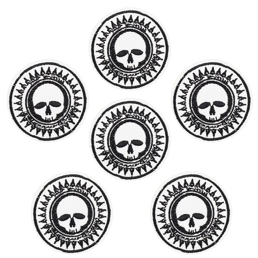 10 st Skull Punk Badges Patches för Kläder Strykjärn Broderad Patch Applique Strykjärn På Patchar Sy Tillbehör för DIY Kläder DZ-356