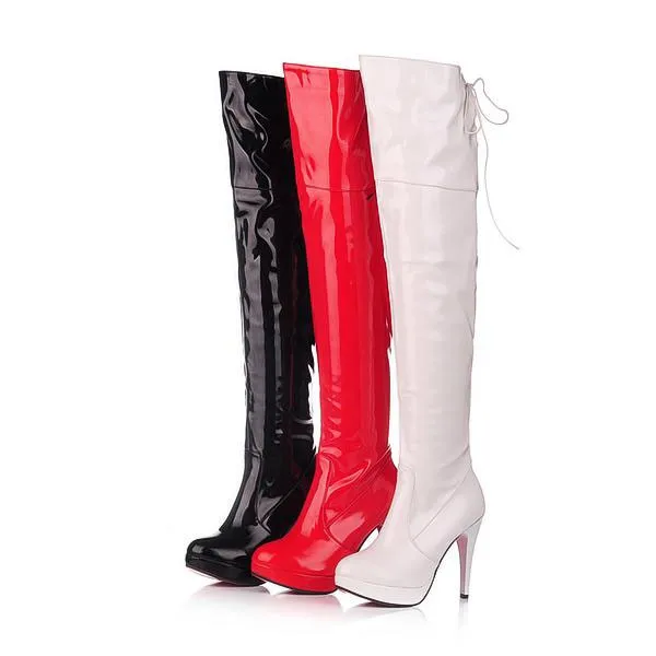 wholesaler free shipping factory price special price high heel long boot inner slide laceup jack boots overknee boots pole dancing boot