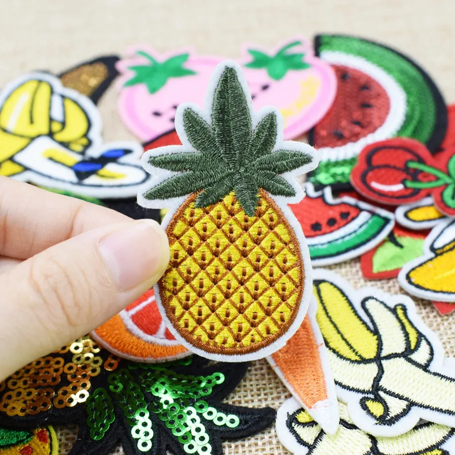 Random Diy fruit patches for clothing iron embroidered patch applique iron on patches sewing accessories badge for clothes bag