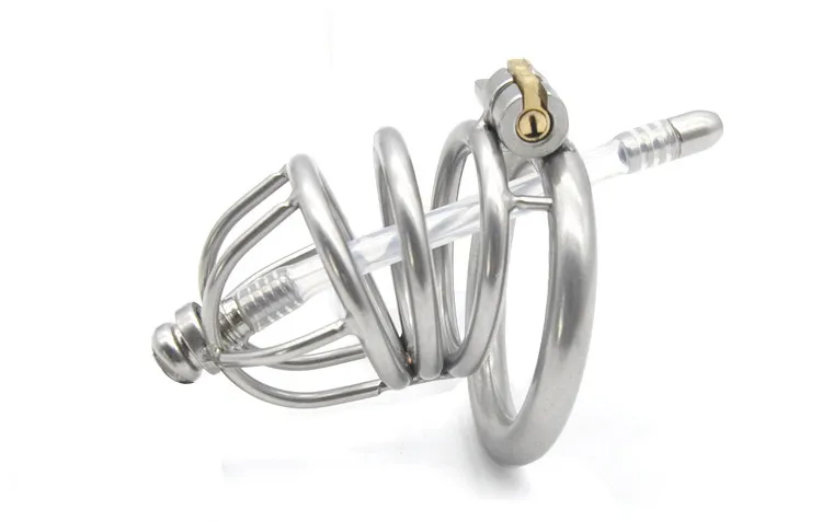 Latest Design Male Chastity Device Stainless Steel Cock Cage With Removable Urethral Sounding Catheter BDSM Sex Toys For Men Penis Lock