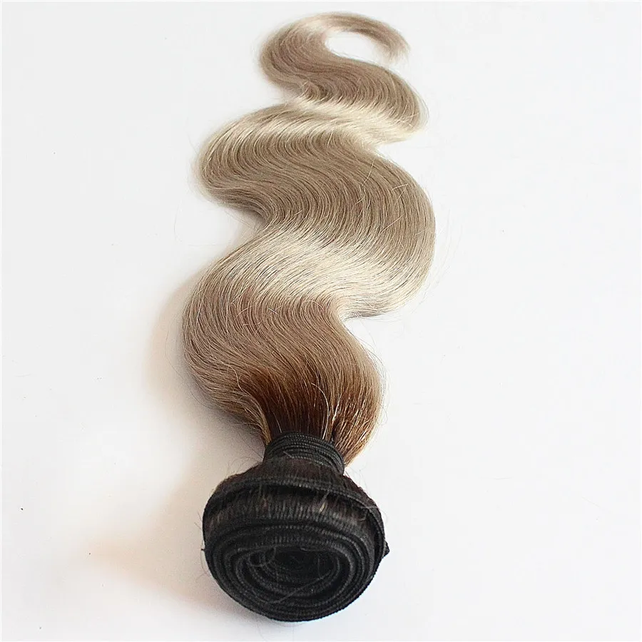 Ombre Human Hair Body Wave 1B/ Grey 1 Piece Only Ombre Brazilian No Remy Human Hair Weave Gray Color