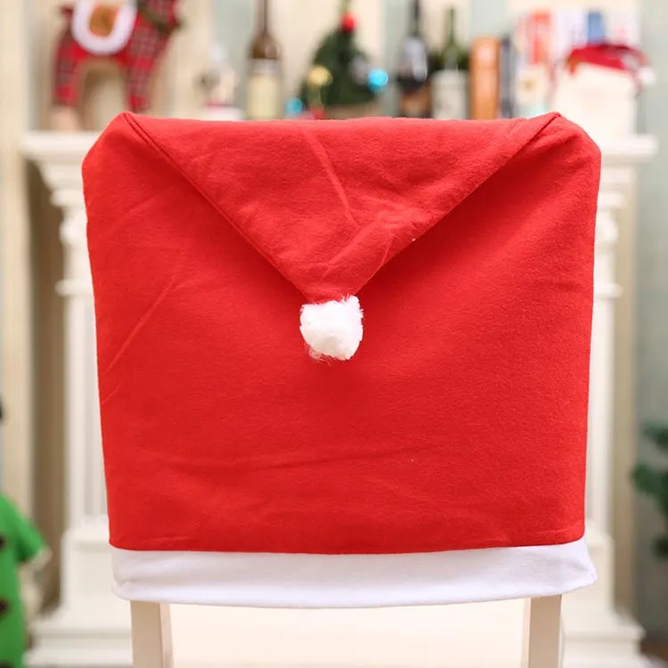 10 adet Kırmızı Santa Şapka Noel Sandalye Kapak Noel Parti Yemeği Ev Tekstili Masa Süslemeleri Hediye