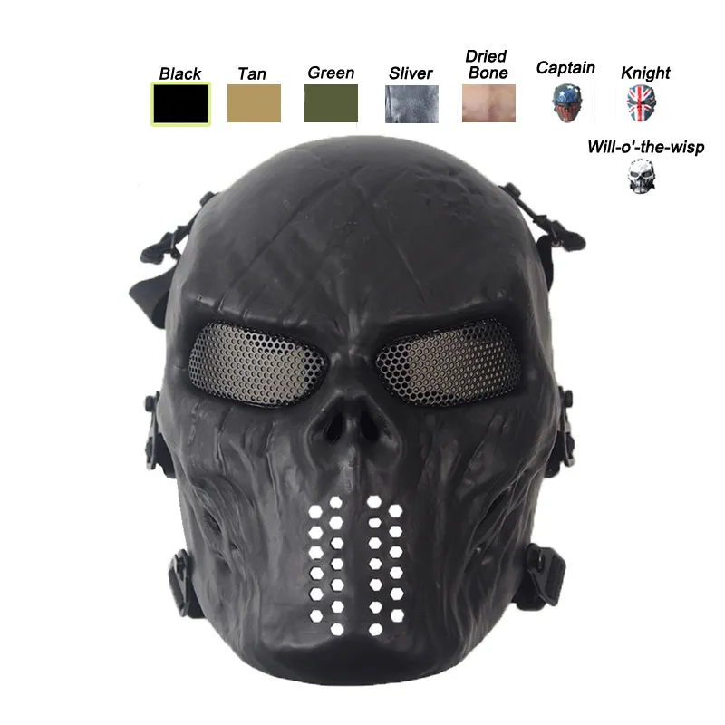 Compre Airsoft paintball caça máscara tática capacete da motocicleta óculos  de proteção militar jogo guerra proteção rosto cheio combate rosto escudo