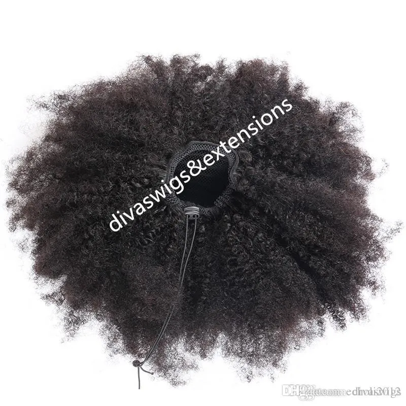 kinky curly human hair ponytails wraps de queue de cheval human hair clip in extensions natural color dhl free ship 160g